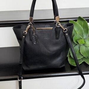 Coach genuine leather satchel crossbody shoulder handbag black gold hardware